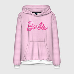 Мужская толстовка Барби - логотип на клетчатом фоне