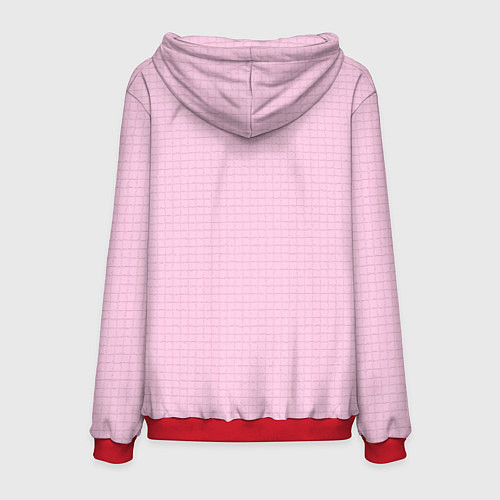 Мужская толстовка Барби - логотип на клетчатом фоне / 3D-Красный – фото 2