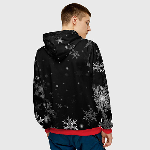 Мужская толстовка Cheeky rabbit celebrates the new year / 3D-Красный – фото 4