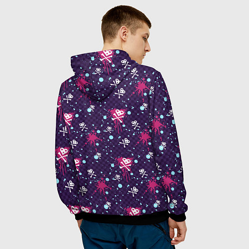 Мужская толстовка Сердце-череп / 3D-Черный – фото 4