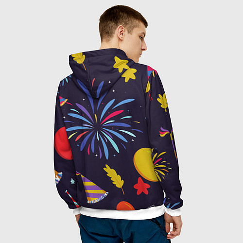 Мужская толстовка Новогодний фейерверк / 3D-Белый – фото 4