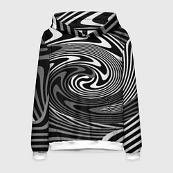 Толстовка-худи мужская Black and white abstract pattern, цвет: 3D-белый