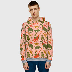 Толстовка-худи мужская Dinosaurs with gifts, цвет: 3D-меланж — фото 2