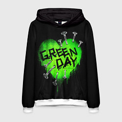 Толстовка-худи мужская Green day heart nails, цвет: 3D-белый