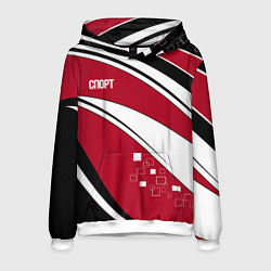 Мужская толстовка Красно черная абстракция на белом спорт