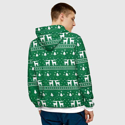 Мужская толстовка Новогодний орнамент / 3D-Белый – фото 4