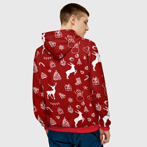 Мужская толстовка Новогоднее настроение уют / 3D-Красный – фото 4