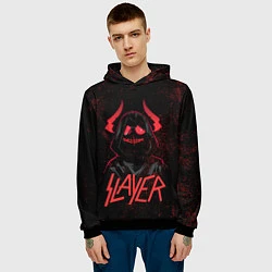 Толстовка-худи мужская Slayer - рок 80-х, цвет: 3D-черный — фото 2