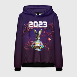 Мужская толстовка Кролик на фоне сакуры 2023
