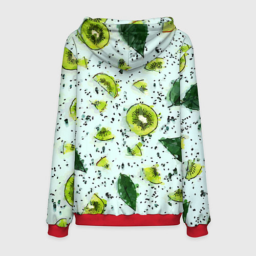 Мужская толстовка Киви мята ментол - акварель / 3D-Красный – фото 2