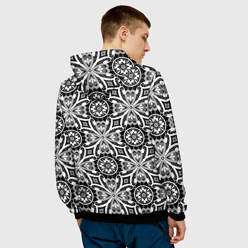 Мужская толстовка Белое кружево на черном / 3D-Черный – фото 4