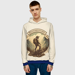 Толстовка-худи мужская Первопроходец в винтажном стиле, цвет: 3D-синий — фото 2