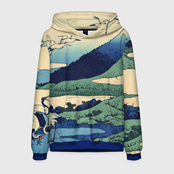 Мужская толстовка Журавли - японский художник Хокусай Фудзи