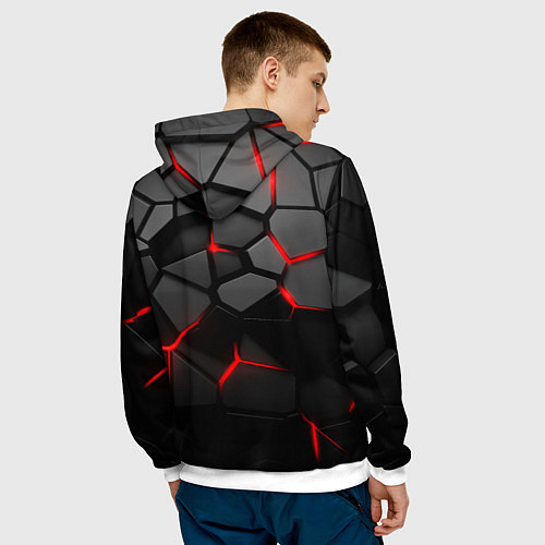 Мужская толстовка Кибер самурай / 3D-Белый – фото 4