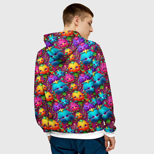 Мужская толстовка Паттерн веселые Маленькие Монстры / 3D-Белый – фото 4