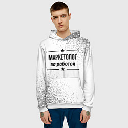 Толстовка-худи мужская Маркетолог за работой - на светлом фоне, цвет: 3D-белый — фото 2