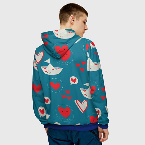Мужская толстовка Корабль любви / 3D-Синий – фото 4