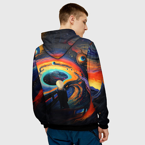 Мужская толстовка Крик в космосе / 3D-Черный – фото 4