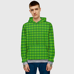 Толстовка-худи мужская Шотландка зеленая крупная, цвет: 3D-меланж — фото 2