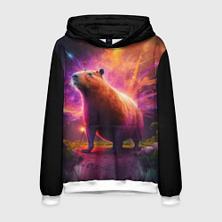 Толстовка-худи мужская Фееричная капибару, цвет: 3D-белый