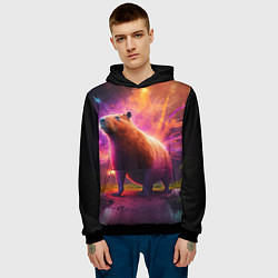 Толстовка-худи мужская Фееричная капибару, цвет: 3D-черный — фото 2