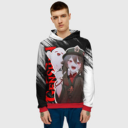 Толстовка-худи мужская Ху тао и призраки - геншин импакт, цвет: 3D-красный — фото 2