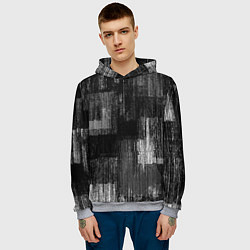 Толстовка-худи мужская Чёрные и белые полосы, цвет: 3D-меланж — фото 2