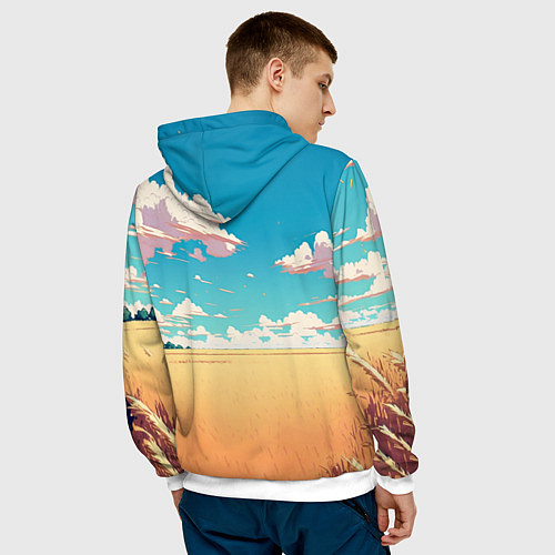 Мужская толстовка Мемный кот в хлебе / 3D-Белый – фото 4