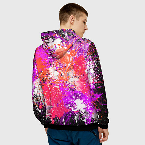 Мужская толстовка Разбрызганная красная краска - темный фон / 3D-Черный – фото 4