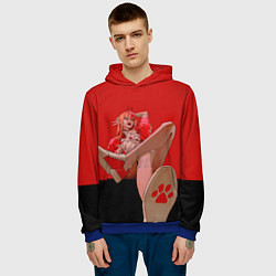 Толстовка-худи мужская Человек бензопила: пауэр демон крови с котиком, цвет: 3D-синий — фото 2