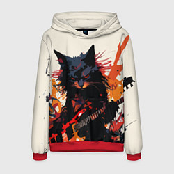 Мужская толстовка Black rocker cat on a light background - C-Cats co