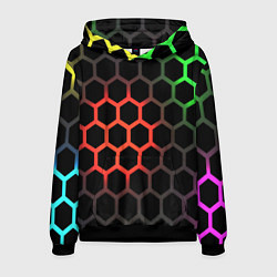Толстовка-худи мужская Gradient hexagon genshin, цвет: 3D-черный