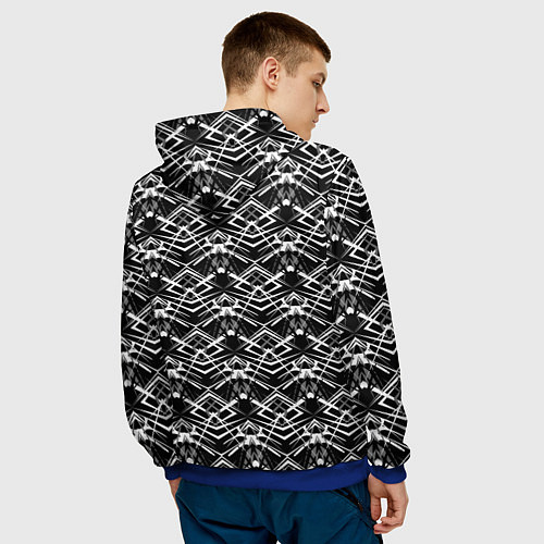Мужская толстовка Черно-белый модерн узор / 3D-Синий – фото 4