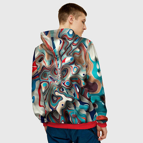 Мужская толстовка Волны - краски / 3D-Красный – фото 4