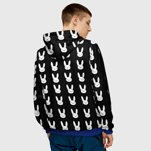 Мужская толстовка Bunny pattern black / 3D-Синий – фото 4