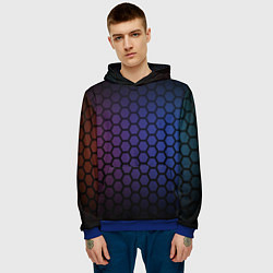 Толстовка-худи мужская Abstract hexagon fon, цвет: 3D-синий — фото 2