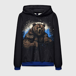 Толстовка-худи мужская Сильный медведь, цвет: 3D-синий