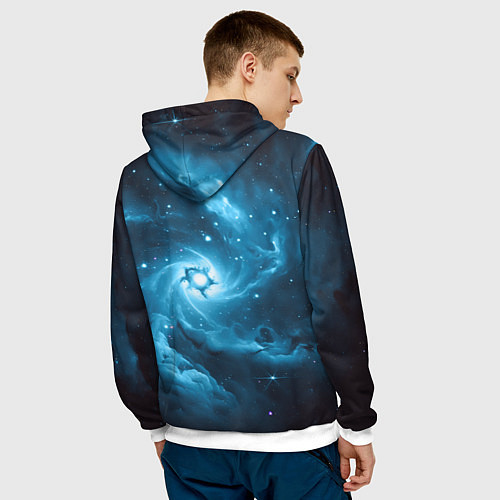 Мужская толстовка An astronaut in blue space / 3D-Белый – фото 4