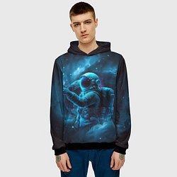 Толстовка-худи мужская An astronaut in blue space, цвет: 3D-черный — фото 2