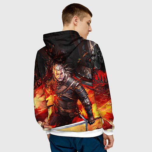 Мужская толстовка The Witcher Геральт в огне / 3D-Белый – фото 4