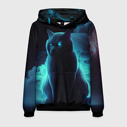 Мужская толстовка Нейрокот в голубом дыму