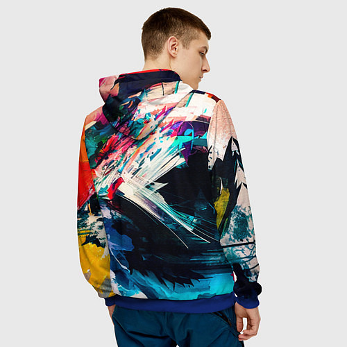 Мужская толстовка Разноцветные мазки краски / 3D-Синий – фото 4