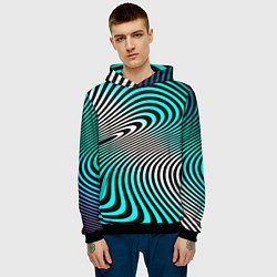Толстовка-худи мужская Оптические волны психоделика, цвет: 3D-черный — фото 2