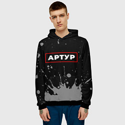 Толстовка-худи мужская Артур - в рамке красного цвета, цвет: 3D-черный — фото 2