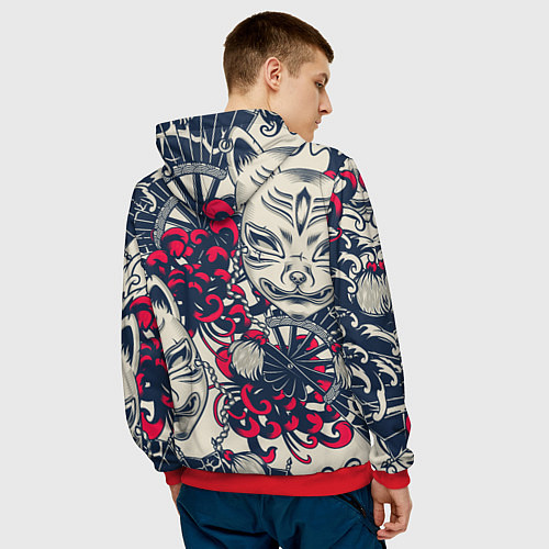 Мужская толстовка Восточные маски / 3D-Красный – фото 4