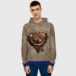 Толстовка-худи мужская Стимпанк сердце, цвет: 3D-синий — фото 2