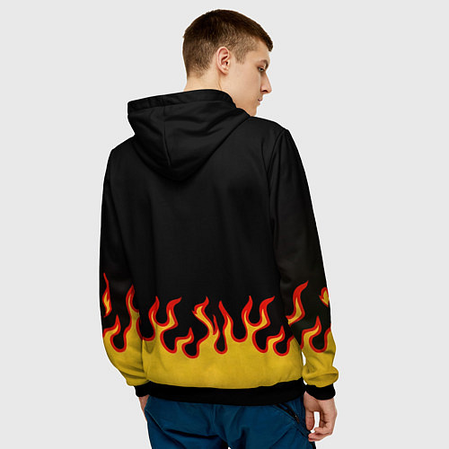 Мужская толстовка Горящее пламя / 3D-Черный – фото 4