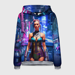 Толстовка-худи мужская Cyberpunk 2077 - neural network, цвет: 3D-меланж