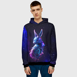 Толстовка-худи мужская Космический звёздный кролик, цвет: 3D-черный — фото 2