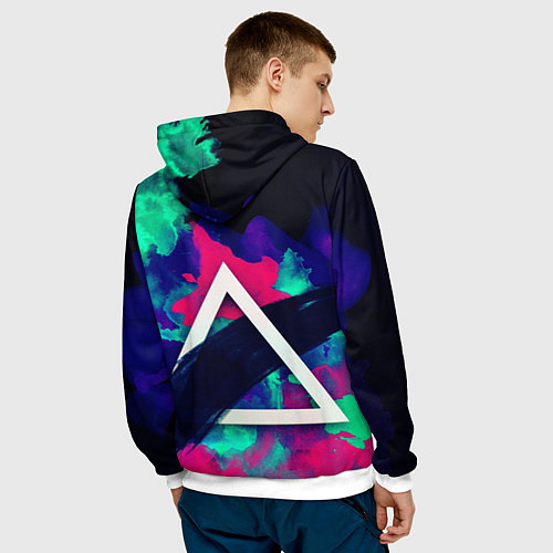 Мужская толстовка Треугольник в разноцветном дыму / 3D-Белый – фото 4